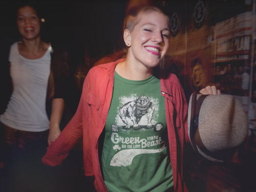 tee-mockup-of-a-stylish-girl-at-a-party-wearing-a-red-jacket-a11801