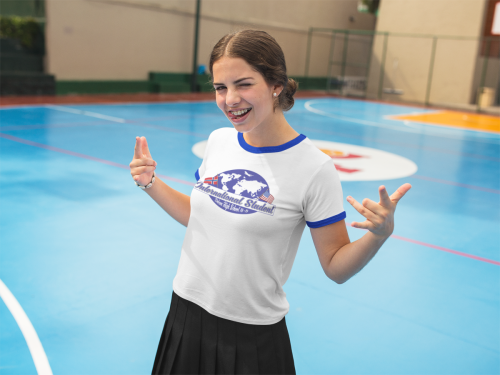teen-girl-wearing-a-ringer-tee-mockup-while-making-faces-at-a-court-a17056